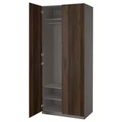 PAX / STORKLINTA Kombinacija garderobera, tamnosiva/tamnosmeda im. bajcovane hrastovine, 100x60x236 cm