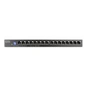 ZYXEL GS1100-16ES Slimline 16-portni Gigabit switch (omrežni preklopnik) z DIP selektorjem, nenadzorovan.