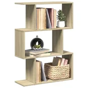 Pregrada / regal za knjige 3 razina hrast 70x24x97 cm drveni
