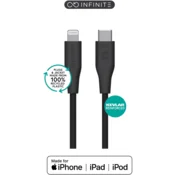 eSTUFF INFINITE kabel USB C-Lightning 1m Črn, MFI, brez PVC, recikl. plastika