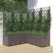 Vidaxl vidaXL Vrtno korito z rešetko, rjavo, 120x120x136 cm, PP