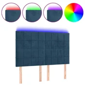 Vidaxl LED posteljno vzglavje temno modro 144x5x118/128 cm žamet