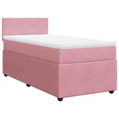 Vidaxl Box spring postelja z vzmetnico roza 100x200 cm žamet
