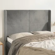 Vidaxl vidaXL Vzglavje s krilci svetlo sivo 147x16x118/128 cm žamet