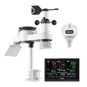 VEVOR Vremenska postaja 7 v 1 WiFi z aplikacijo 1905 mm zaslon Solarni napajalni termometer za bazen