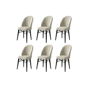 Hanah Home Set 6 trpezarijskih stolica Ritim Krem-Crni