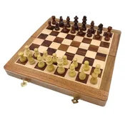 Casa Padrino luxury chess set brown/beige 25 x 25 cm - Foldable wooden chess set - Wooden chess board with wooden chess pieces - Luxury decorative accessories