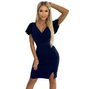 Womens dress with clutch neckline, sleeves and belt Numoco