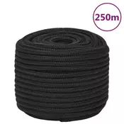 Vidaxl vidaXL Jadralna vrv, enobarvna črna, 12 mm, 250 m, polipropilen