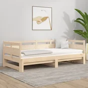 Dnevni krevet na izvlacenje masivna borovina 2x(80x200) cm