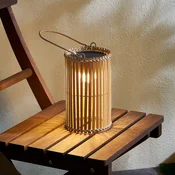 Lindby LED namizna svetilka Amaria, bambus, O 12 cm - Podeželska hiša/Rustikalna - svetel les
