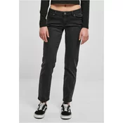 Womens Straight Denim Pants with Low Waist - Black