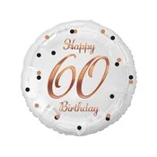 shumee Folija balon za 60. rojstni dan, bel, potisk rožnato zlate barve, 18