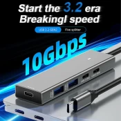 KT-HUBC300 Tip C HUB + 4*USB3.2 Gen2 10Gbs data transfer