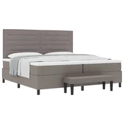 Vidaxl Postelja z vzmetnico z vzglavjem Taupe 200 x 200 cm blago