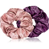 BrushArt Large satin scrunchie set pink and purple hair bands
