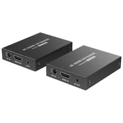XtendLan CAT6 HDMI extender, oddajnik+sprejemnik, 40m 4k/2k/1080p po enem kablu CAT6, POC, IR prenos