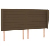 Vidaxl Vzglavje z ušesi temno rjavo 183x23x118/128 cm blago