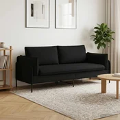 vidaXL 3-sedežna sedežna Črna 222 x 81 x 89 cm Blago