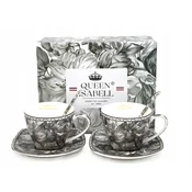 Komplet porcelanastih skodelic 2 x 250 ml kot darilo v škatli - siva vrtnica