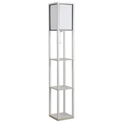 HOMCOM Talna svetilka 40W z 3 policami, grlo E27, moderna talna svetilka s plastičnim senčnikom, dnevna soba, dnevni prostor, spalnica, delovna soba, pisarna, 26x26x160cm, bela