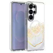 Marmor Glitter MagSafe za Samsung Galaxy S26 Ultra 5G - prozorno bel z bleščicami