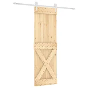Vidaxl Drsna vrata Naravna in bela 70 x 210 cm Masiven borov les
