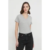 TOMMY HILFIGER Majica HERITAGE V-NECK TEE, siva