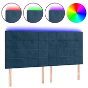 Vidaxl LED posteljno vzglavje temno modro 200x5x118/128 cm žamet
