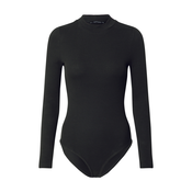 Trendyol Black Slim Snap Buttons Stand Collar Ribbed Flexible Knitted Body