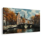 Slika jesenski kanal z mostom - 30x20