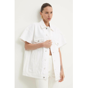 Pamučna traper jakna MICHAEL Michael Kors boja: bijela, za prijelazno razdoblje, oversize