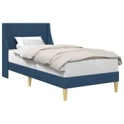 Vidaxl Konstrukcija postelje Enobarvno Modra 100 x 200 cm blago