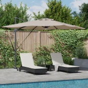 vidaXL Kantilever Roma parasol z LED lučmi Taupe 286x285x270 cm Aluminij