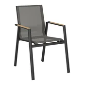 Ambia Garden STOL tikovina aluminij antracit, naravne barve, črna
