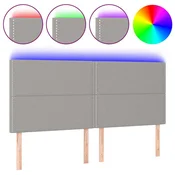 Vidaxl LED posteljno vzglavje svetlo sivo 200x5x118/128 cm blago