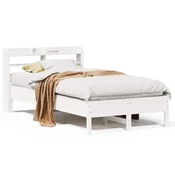 Vidaxl Posteljni okvir brez vzmetnice bel 75x190 cm trdna borovina