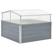 vidaXL Rastlinjak 100x100x85 cm pocinkano jeklo sive barve