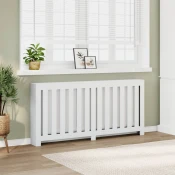 Vidaxl Pokrov za radiator bel 175x20x82 cm inženirski les