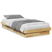 Vidaxl posteljni okvir brez vzmetnice 75x190 cm masivni les hrast