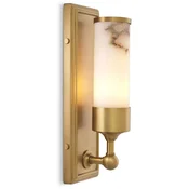 Casa Padrino luxury wall lamp antique brass/alabaster 12.5 x 11.5 x H. 38 cm - Living room wall lamp with round alabaster lampshade - Luxury lighting - Luxury interior - Luxury furniture