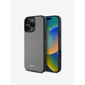 DKNY PU Leather Silver Metal Logo Magsafe Zadní Kryt pro iPhone 16 Pro Max Grey Ovitek za telefon Vijolična