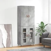 Greatstore Visoka komoda betonsko siva 69,5x34x180 cm inženirski les