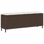 Vidaxl Vrtna klop z blazino rjava 110x30x40,5 cm poli ratan
