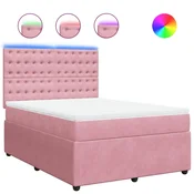 Vidaxl Box spring postelja z vzmetnico roza 140x190 cm žamet