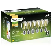 LUMILED 6x LED žarnica E27 A60 11W = 100W 1521lm 3000K Topla 360° ŽARNICA Z ŽARILNO NITI