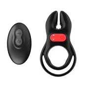 SuperLove Vibrating Dual Cock Ring with Remote Black