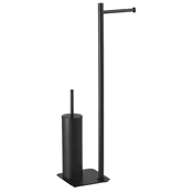 ARTU Prostostoječe držalo za toaletni papir/čopičko, kvadratno/črno - Črna - 171x667x160 mm - Gedy - FLORI - 120 - Medeninasti - Nosilec toaletnega papirja - Kvadratni - 171 - 667 - 160 - According to recommendation - 14