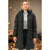 Z6774 DEWBERRY WOMENS COAT-PLAIN BLACK