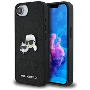 Originalen ovitek Karl Lagerfeld Karl and Choupette Glitter za iPhone 16e - črn